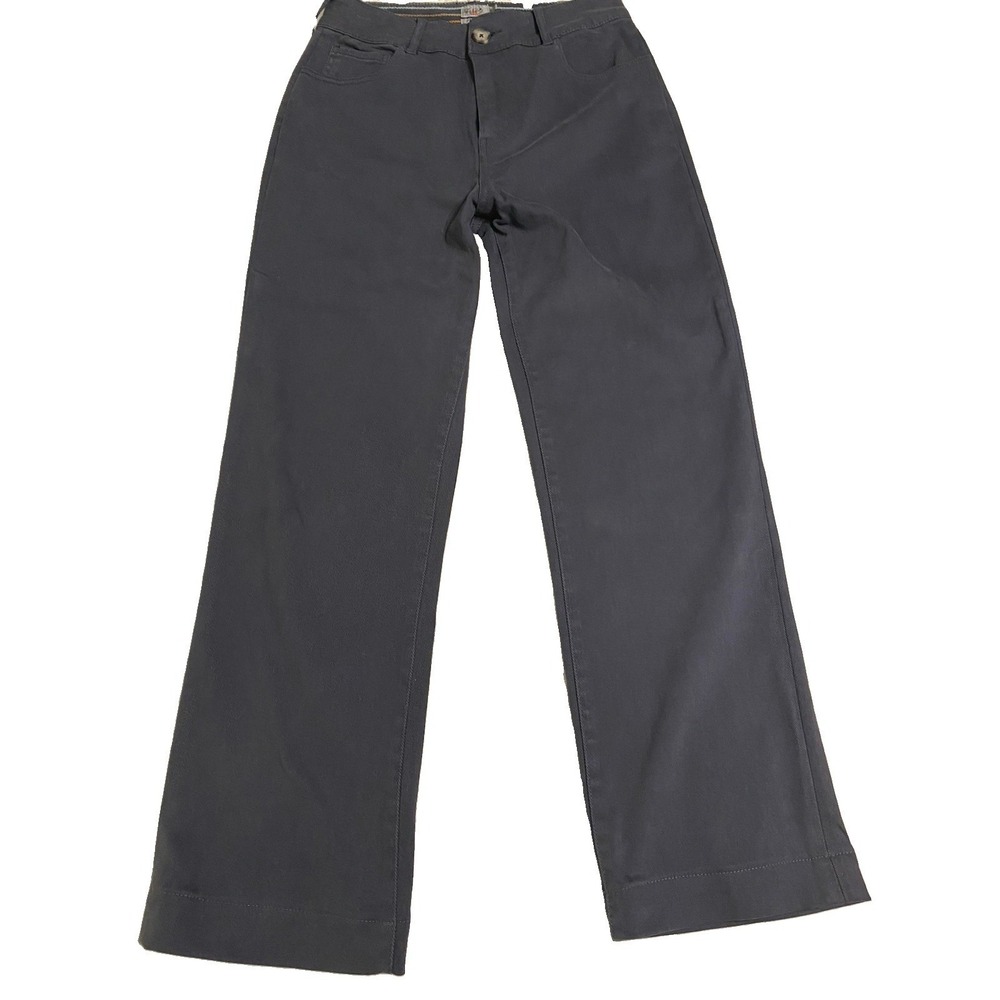 Faherty Organic Cotton Stretch Wide Leg Trouser Pants Charcoal Gray Women's 27